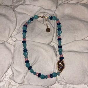 Free People "Coral Reef" Artisan Gemstone Shell Necklace